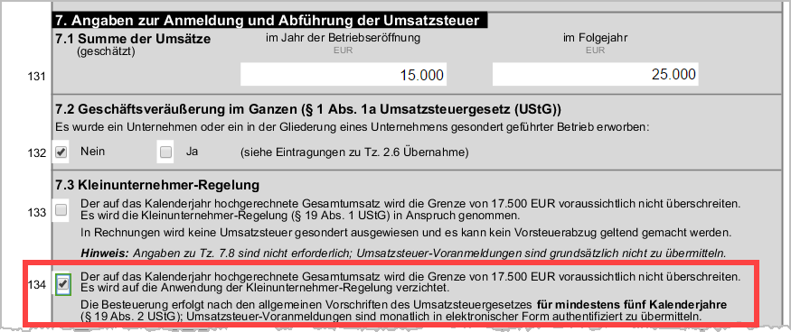 Wechsel kleinunternehmer zur regelbesteuerung